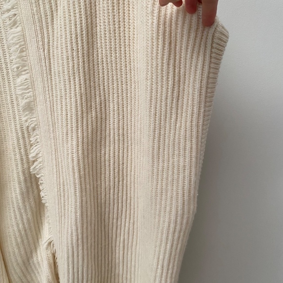 Intermix Womens Wool Cashmere Ivory Kimono Fringe Belted Vest Size S - Picture 3 of 7